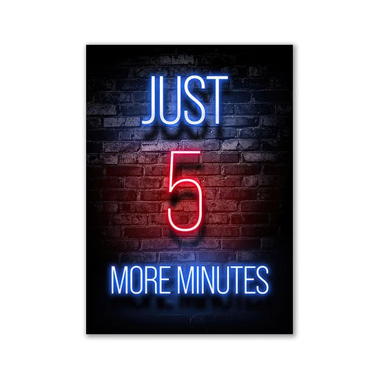Motivational Neon Effect Game Slogan Pictures Flat Printed on Canvas Wall Posters and Paintings for Game Room Decor Gamers’ Gift