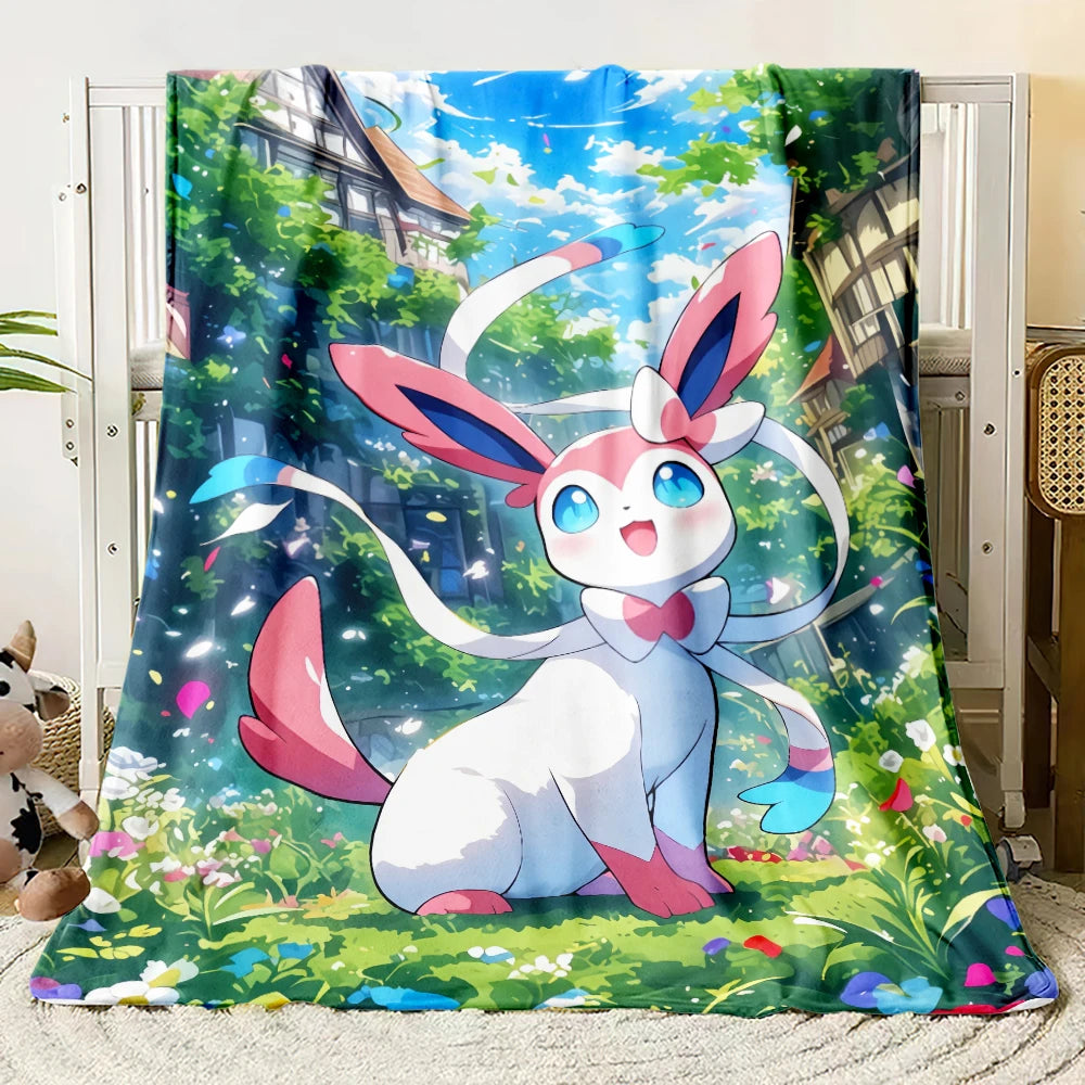 Pok É Mon Themed Printed Flannel Blanket for Bedrooms, Living Rooms, Sofas Blankets, Offices, Lunch Breaks, Picnics, Etc