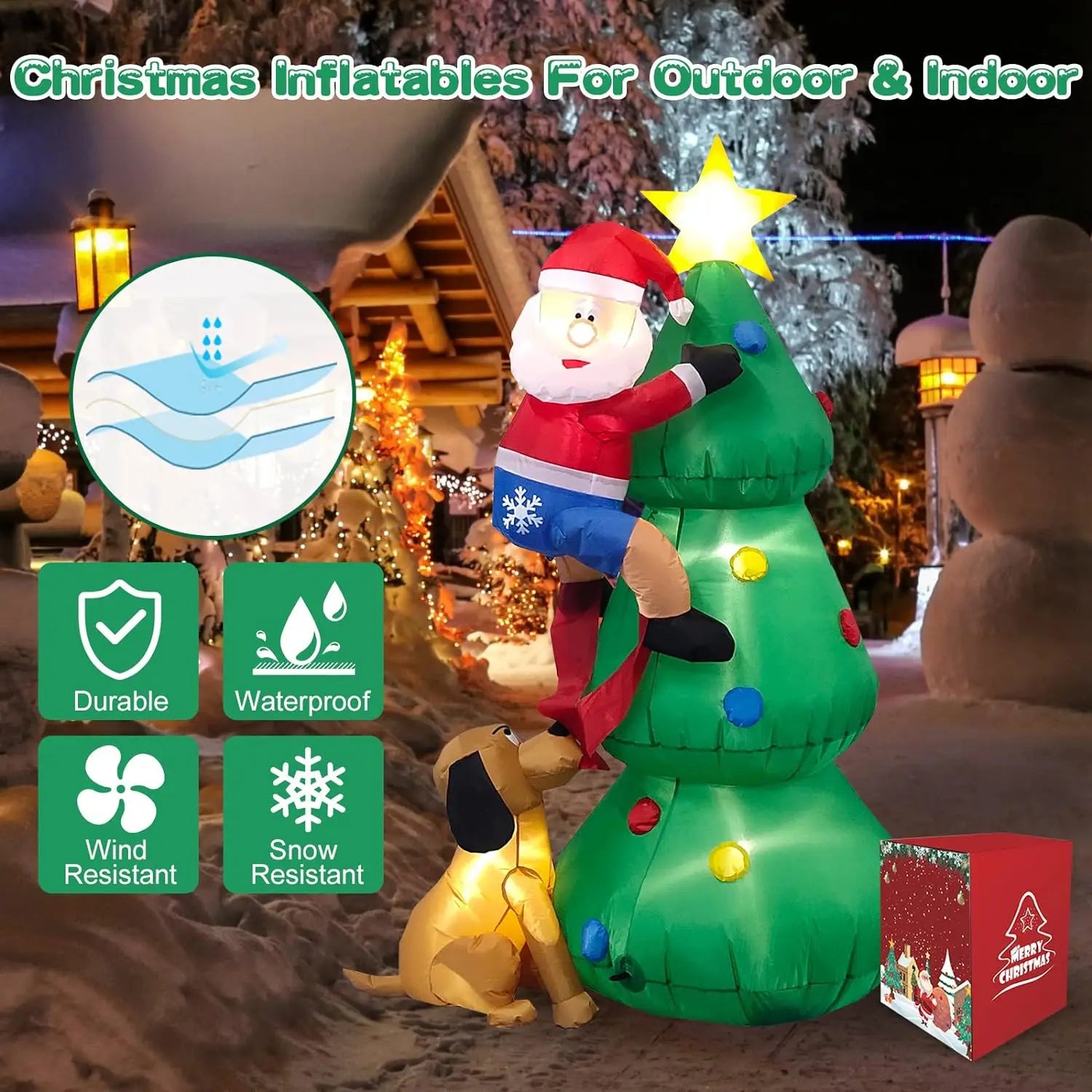 Christmas Inflatable Decoration Toy Built-in LED Lights Inflatable Model Ornament Xmas Party New Year Garden Indoor Outdoor Deco