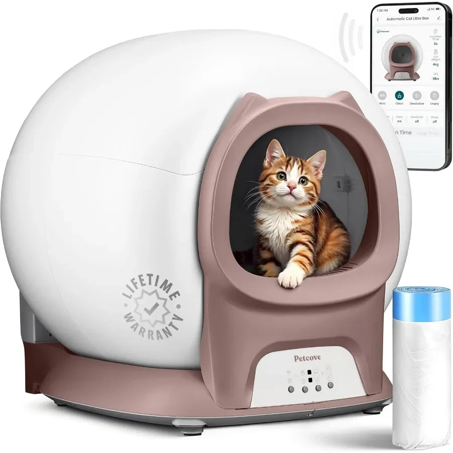 Self Cleaning Litter Box with Auto Safety Sensors for Multiple Cats Automatic Cat Litter Box SelfCleaning Covered Odor Removal