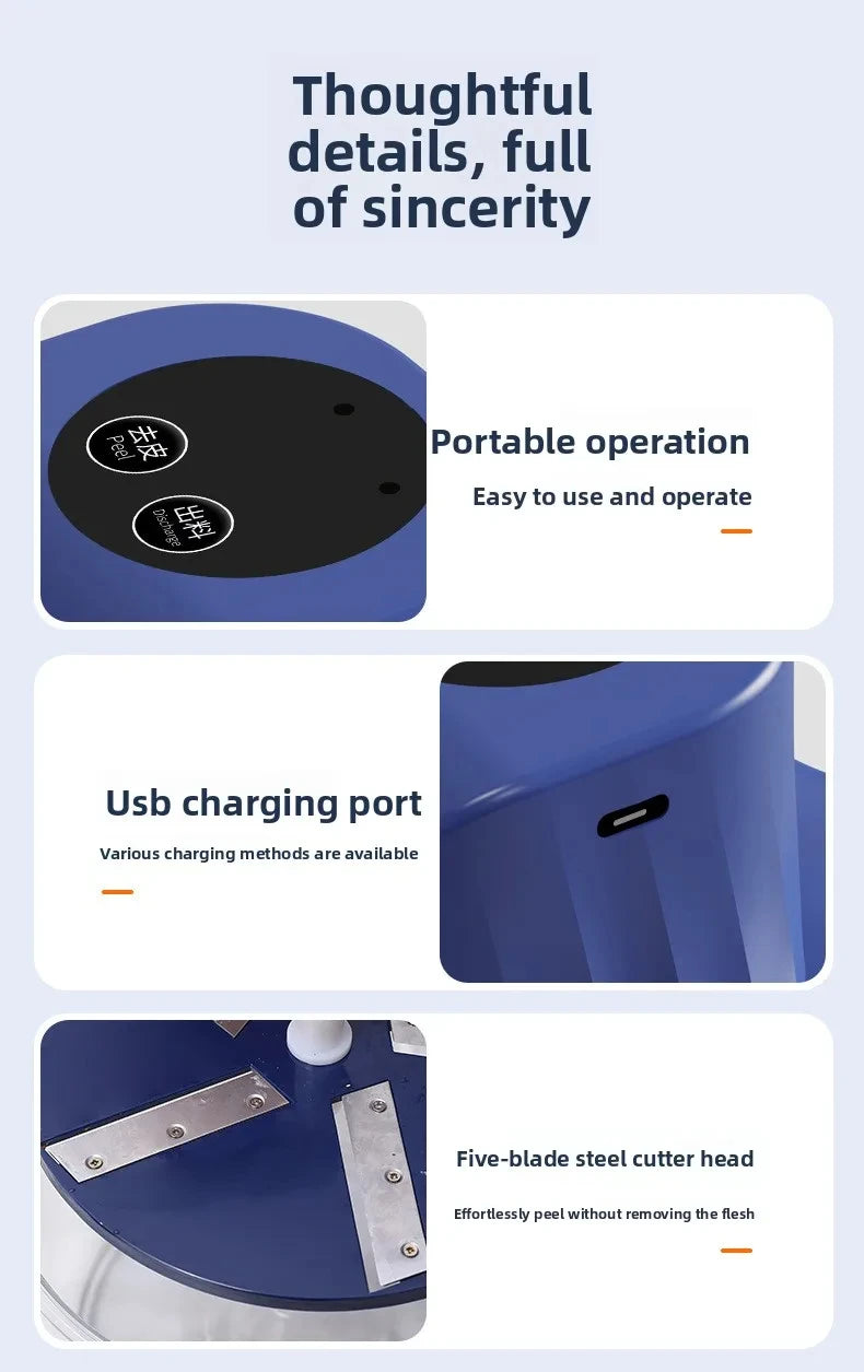 New Automatic Fruit Peeler Machine Wireless Portable for Plum Peach and Grape Fast Easy Home Kitchen Gadget