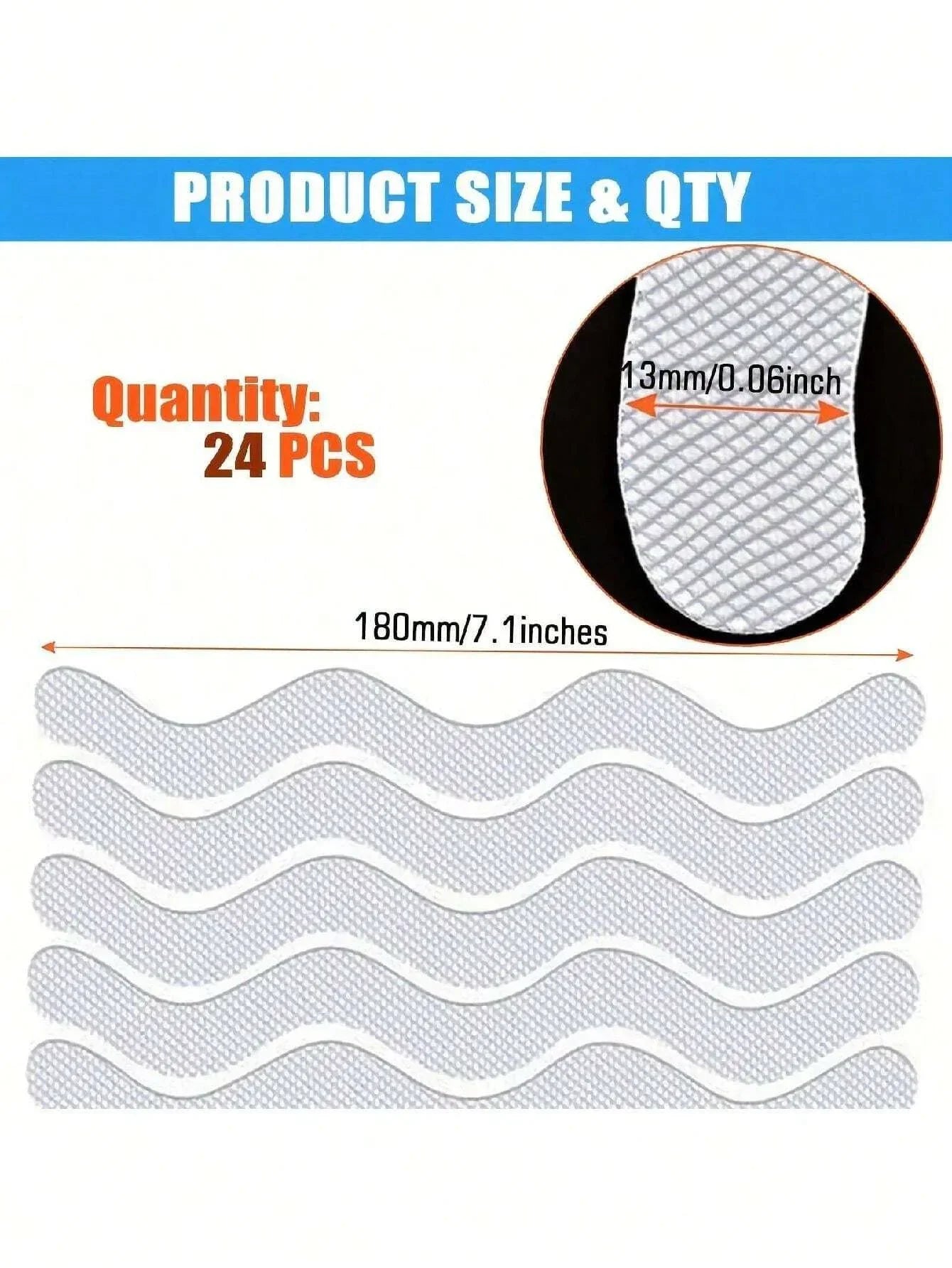 24pcs/Package Transparent Anti-Slip Stickers For Bathroom Floor And Shower - Bathtub Floor Safety Anti-Slip Strips