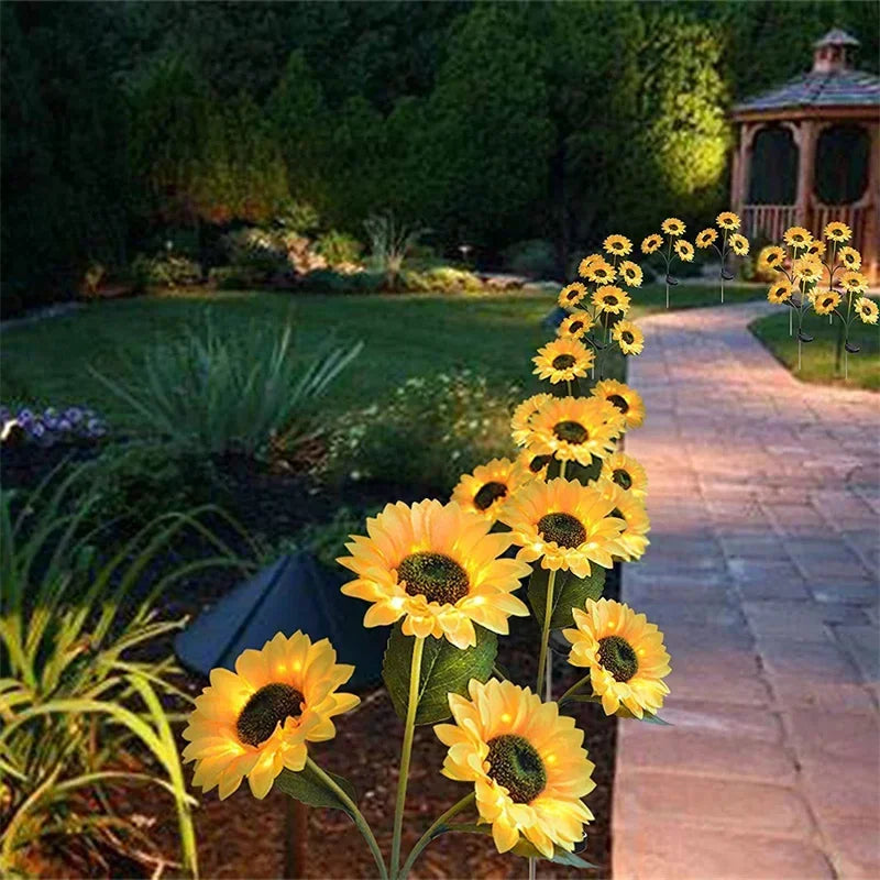 1pc Solar Sunflower Lights 3 Heads 1 Head Garden Stake Outdoor Decorative Waterproof LED Landscape Lights for Patio Garden Yard