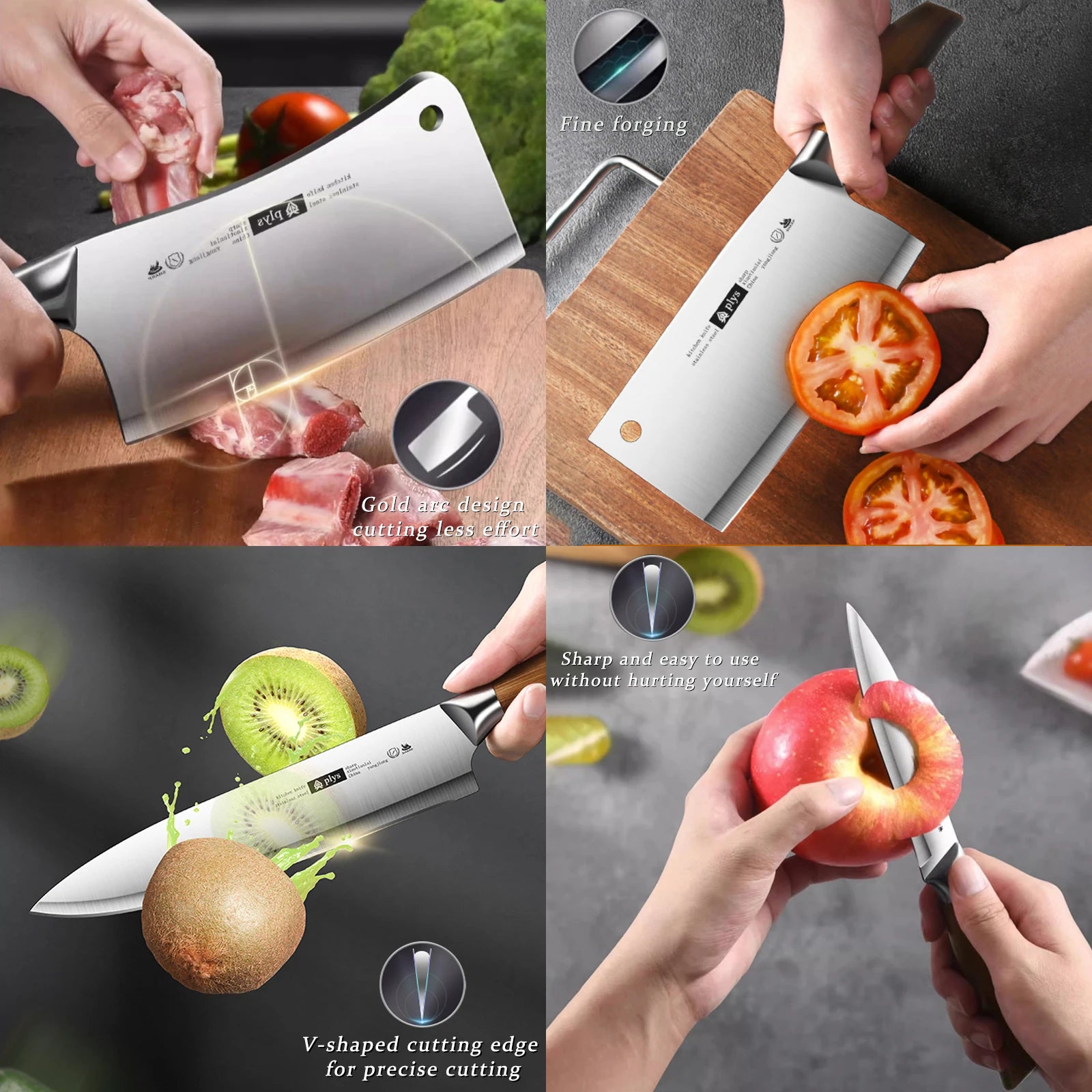 Professional Kitchen Knife 4-piece set, home sharp cleaver,Multi-purpose slicer,Professional Chef Knife,Fixed blade paring knife