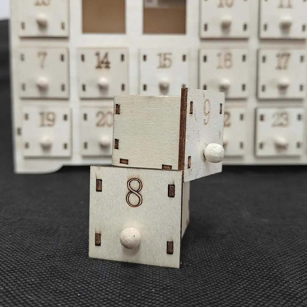 Christmas Advent Calendar 24 Days Countdown Decoration Reusable Detachable Wooden Tabletop Christmas Decoration