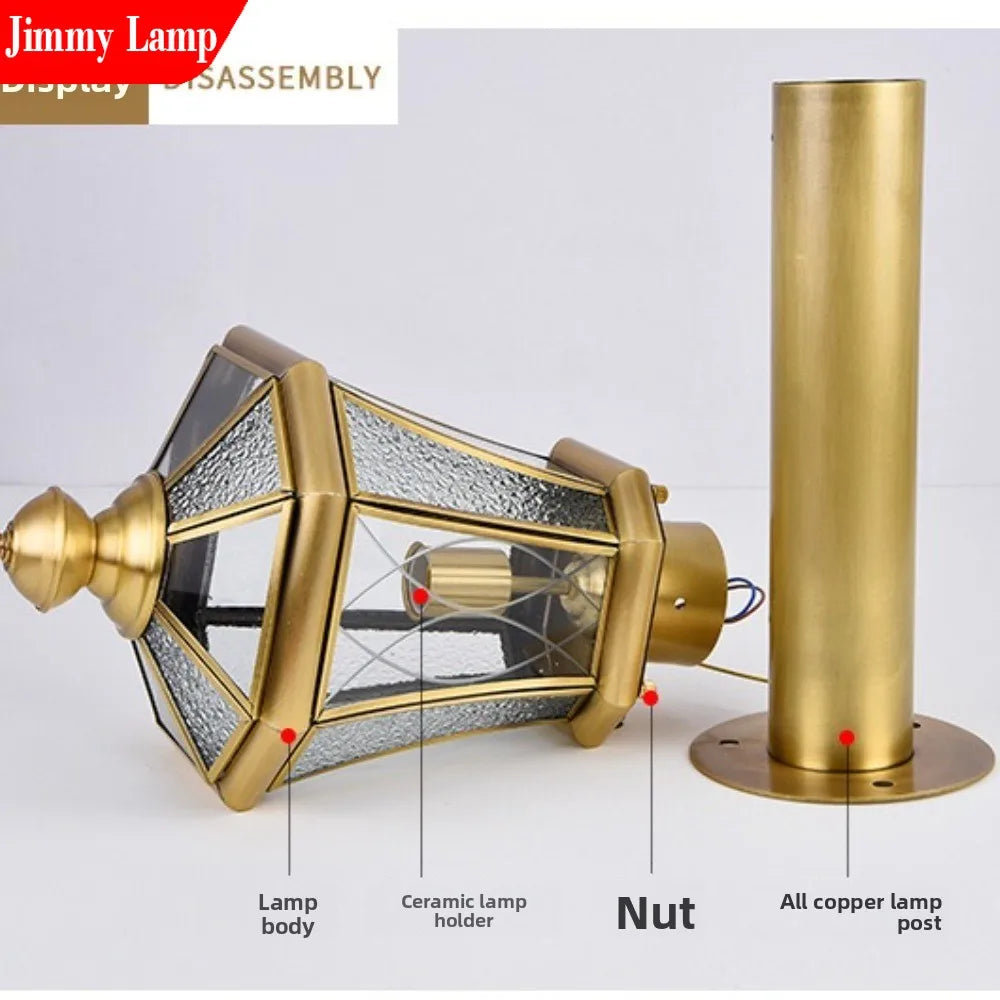 European Style Outdoor Waterproof Lawn Brass Lighting Retro Garden Villa Wall Light Engineering Landscape Courtyard E27 Fixture