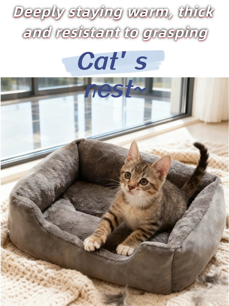 Cat nest in winter warm deep sleep in winter pet small dog dog kennel four seasons universal cat supplies sleeping pad