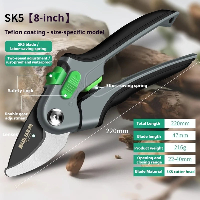 Gardening Branch Scissors Portable Pruning Shears Labor Saving Flower Fruit Tree Branches Trimming Tools Safety Lock Hand Pruner