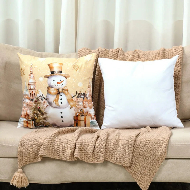 4pcs Merry Christmas Cushion Cover Home Decorations 2025 Christmas Ornament Pillow Case Xmas Navidad Gifts New Year Gifts 2026
