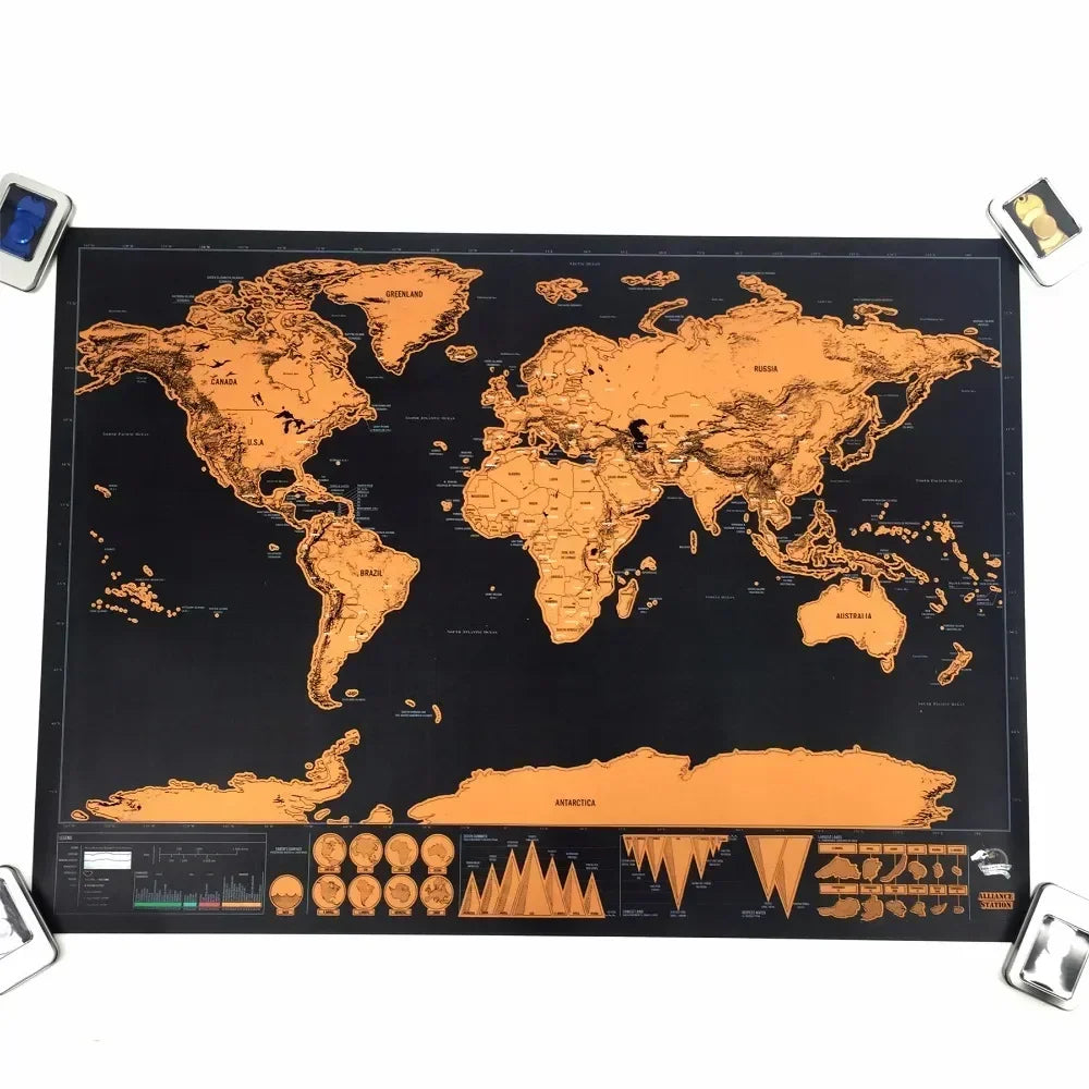 Deluxe Global Scratch Off Maps | Travel Maps To Track Travels Wall Maps For Room & Office Decor | Travel Journal Poster as Gifts