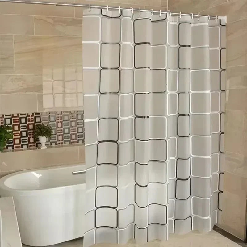 1PCS Bathroom Shower Curtains Waterproof Modern Geometric Plaid Pattern Household Decoration Translucent Good Quality
