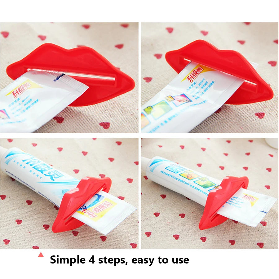 2Pcs Sexy Hot Lip Kiss Bathroom Tube Dispenser Toothpaste Cream Squeezer Home Tube Rolling Holder Squeezer Bath Sets