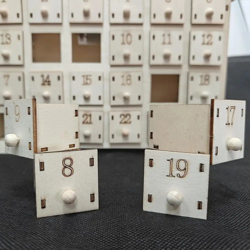 Christmas Advent Calendar 24 Days Countdown Decoration Reusable Detachable Wooden Tabletop Christmas Decoration