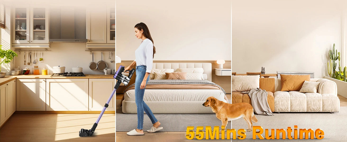 500W/46KPA Self-Standing Cordless Vacuum Cleaner,60 Mins Handheld Vacuum Cleaners,Smart LED Screen Vacuum for Carpet/Pet Hair