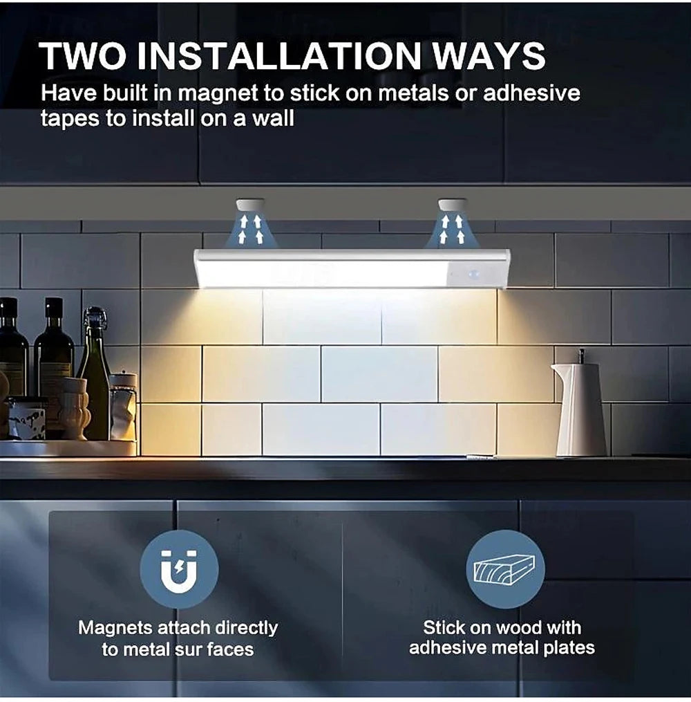 Cabinet Lights Motion Sensor LED Wireless USB Under Ultra Thin Night Light For Kitchen Cabinet Bedroom Wardrobe Indoor Lighting