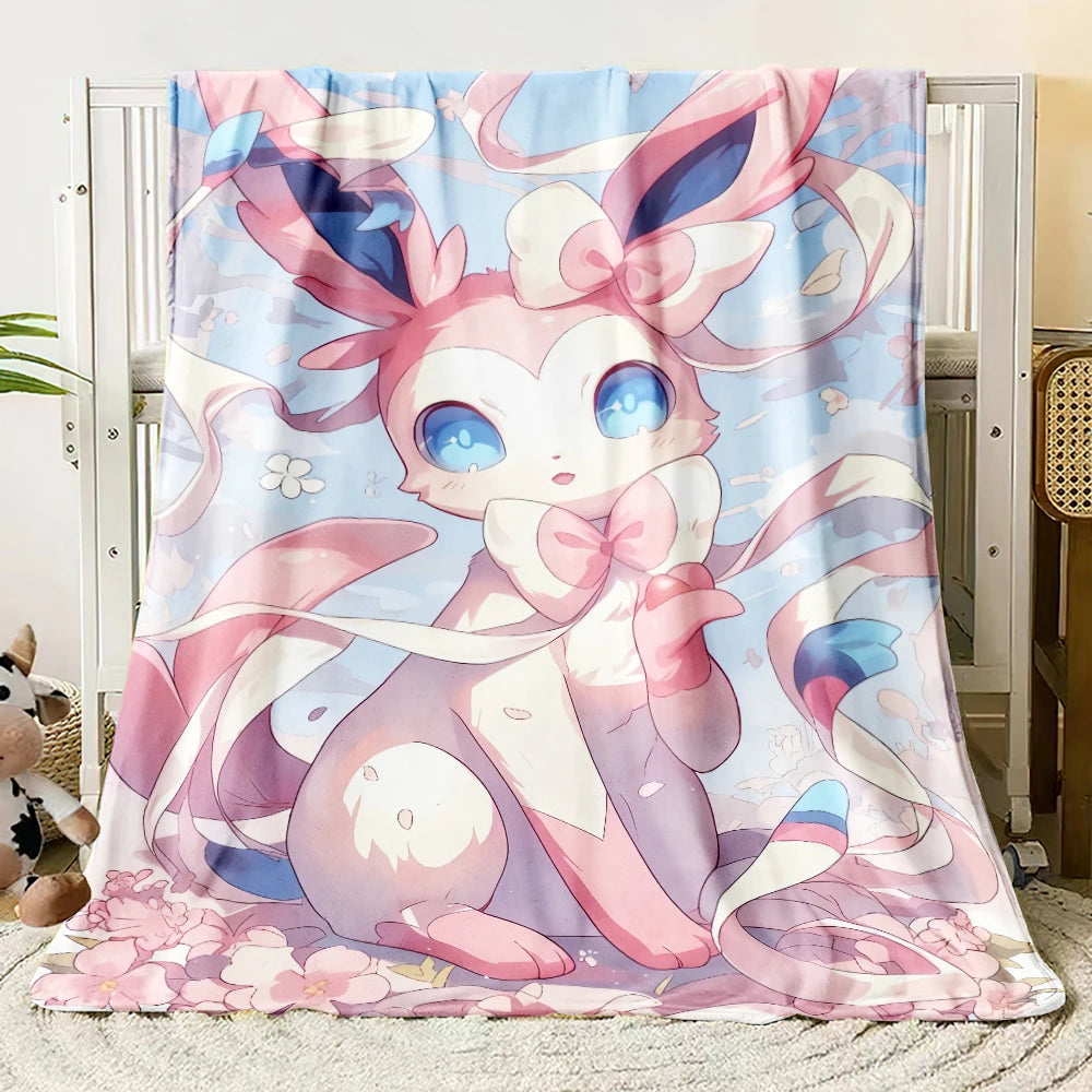 Pok É Mon Themed Printed Flannel Blanket for Bedrooms, Living Rooms, Sofas Blankets, Offices, Lunch Breaks, Picnics, Etc