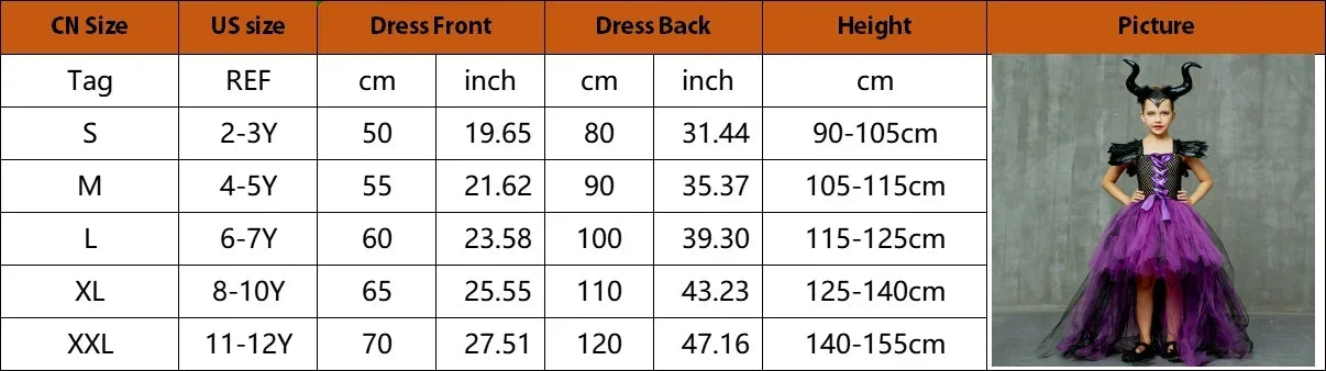 Maleficent Halloween For Children Costume Tulle Purple Black Dress Girls Cosplay Vestidos Party Evil Queen Mesh Princess Dresses