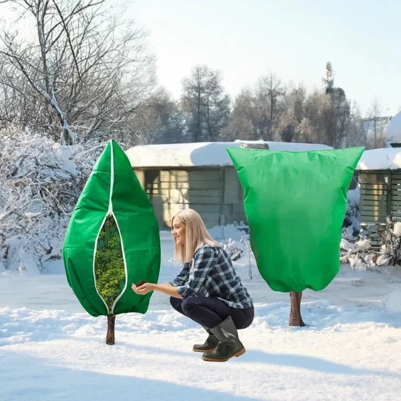 Winter Plant Cover with Drawstring Zip Multi-size Tree Cold Protection Bag Shrub Frost Protecting Bag Plant Against Cold Covers