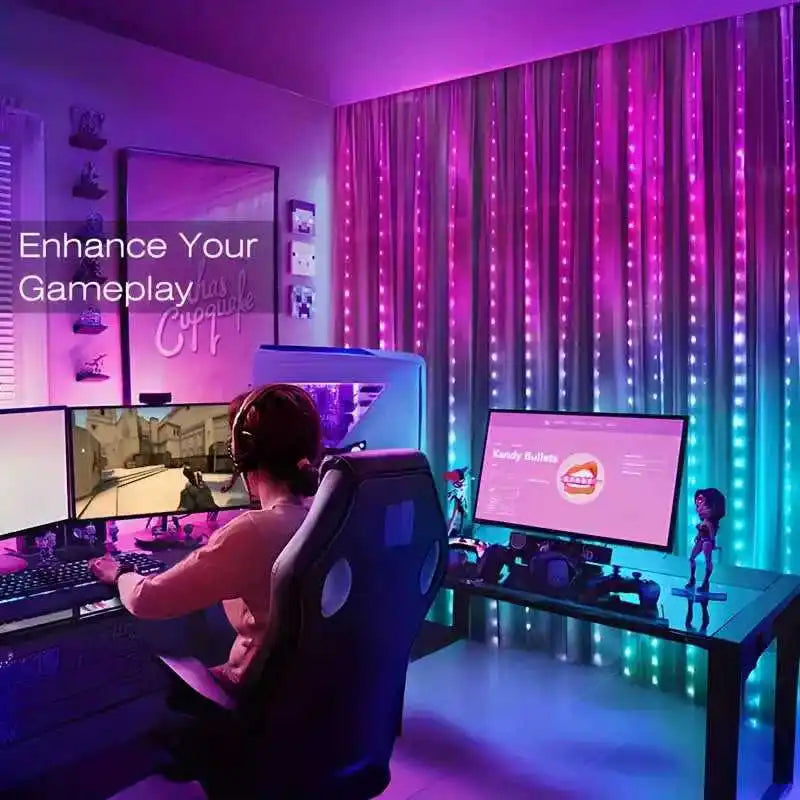 DIY Christmas Party DC5V WS2812 Fairy Lights USB Curtain Led String RGBIC Led String Light Decor Smart Bluetooth APP Control