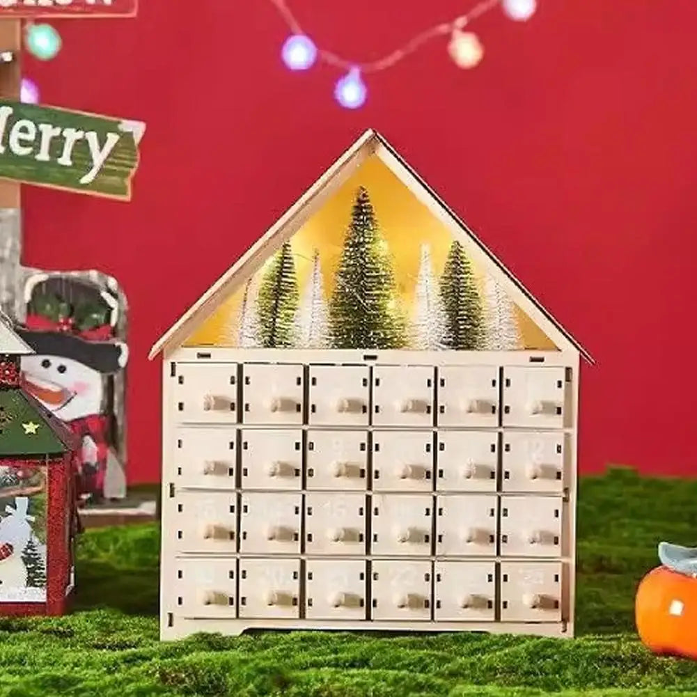 Christmas Advent Calendar 24 Days Countdown Decoration Reusable Detachable Wooden Tabletop Christmas Decoration