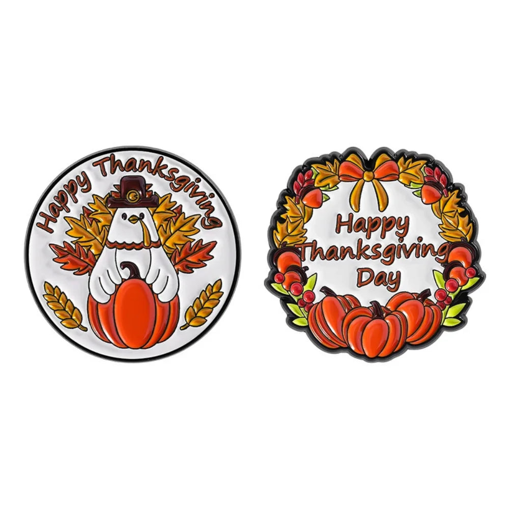 Thanksgiving Cartoon Pumpkin Enamel Pins Happy Thanksgiving Clothing Accessories Metal Badge Brooch Gift For Children Friends