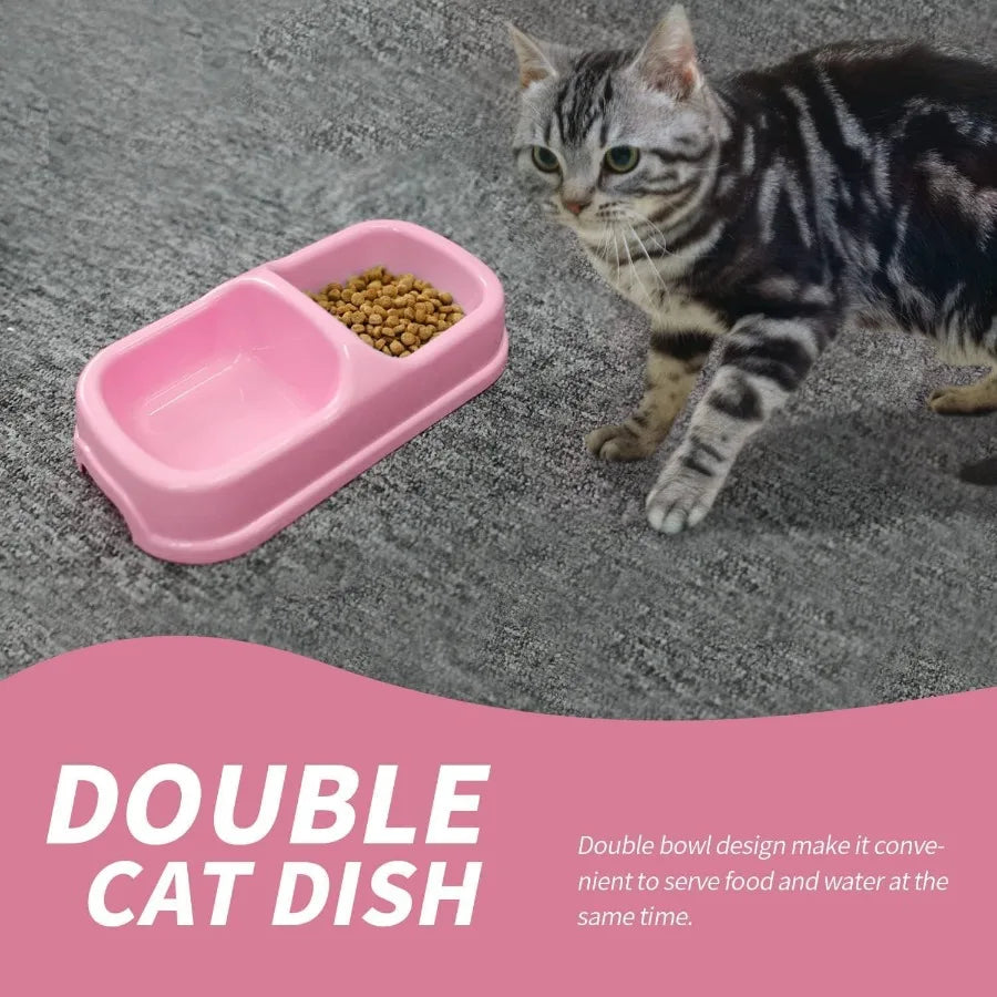Pink Small Cat Litter Box Set for Kittens with Low Entry Design Includes Plastic Litter Box Scooper Bowls Mouse Toy and Ball To
