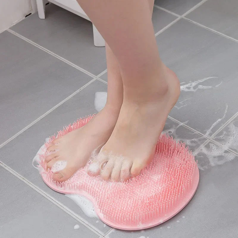 Silicone Rub Back Brush Bathroom Non-slip Wash Foot Pad Massage Shower Mat with Sucker Bath Massage Foot Exfoliating Brush Pad