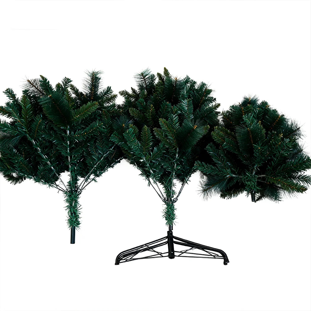 Pre-Lit Pop Up Christmas Tree 180cm 210cm 240cm, Easy Setup Artificial PVC Pine Needle Xmas Tree with Iron Base for Home Decor