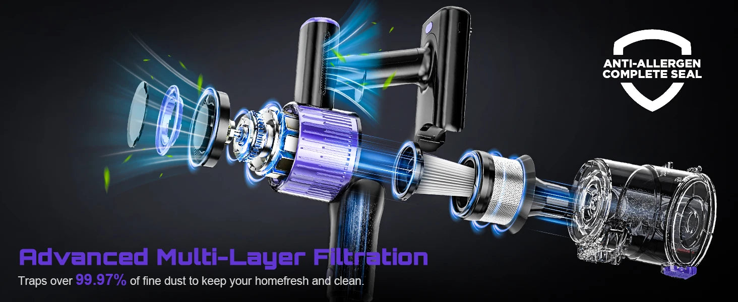 Cordless Handheld Vacuum Cleaner,40KPA,Touch Screen,Smart Dust Sensor,Auto Speed Control for Home Bed/Carpet/Pet Hair/Hard Floor