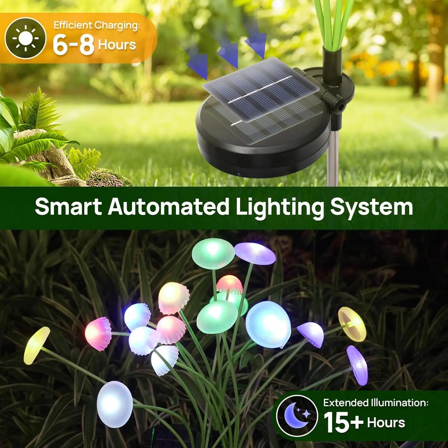 Solar Garden Lights Dual Mode LED Solar Mushroom Lights Waterproof Decor Yard Patio Pathway Jellyfish for Garden Ambiance