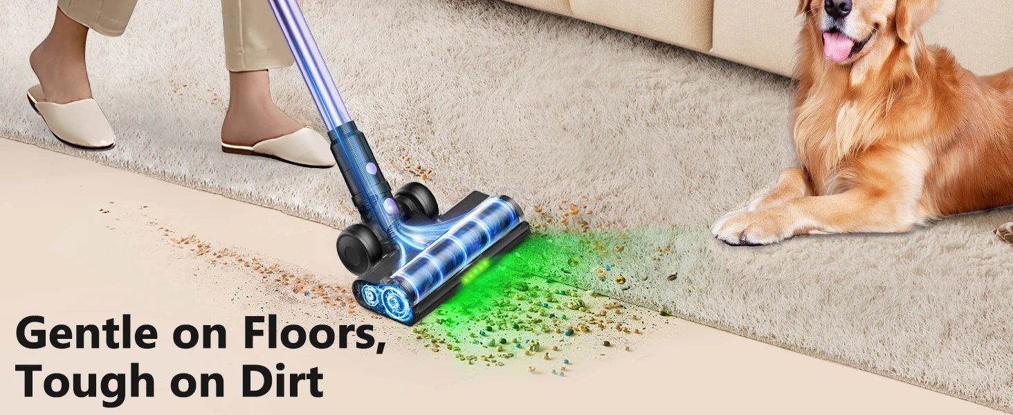 500W/46KPA Self-Standing Cordless Vacuum Cleaner,60 Mins Handheld Vacuum Cleaners,Smart LED Screen Vacuum for Carpet/Pet Hair