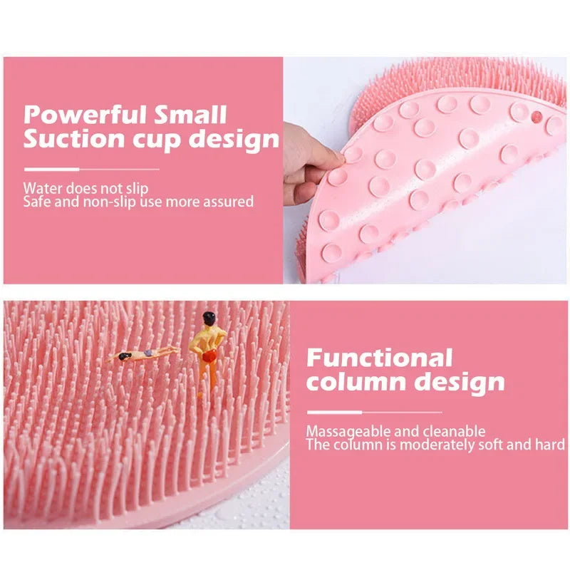 Silicone Rub Back Brush Bathroom Non-slip Wash Foot Pad Massage Shower Mat with Sucker Bath Massage Foot Exfoliating Brush Pad