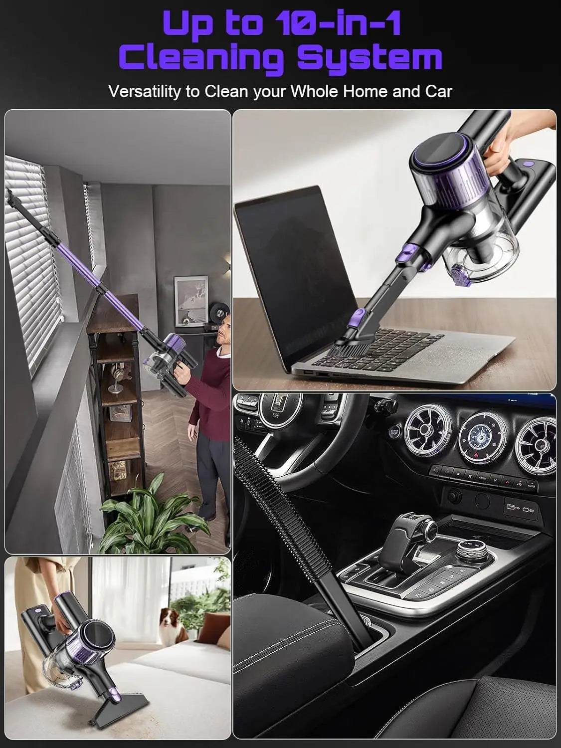 Cordless Handheld Vacuum Cleaner,40KPA,Touch Screen,Smart Dust Sensor,Auto Speed Control for Home Bed/Carpet/Pet Hair/Hard Floor