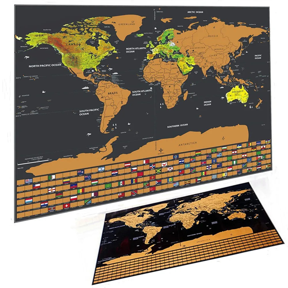 Deluxe Global Scratch Off Maps | Travel Maps To Track Travels Wall Maps For Room & Office Decor | Travel Journal Poster as Gifts
