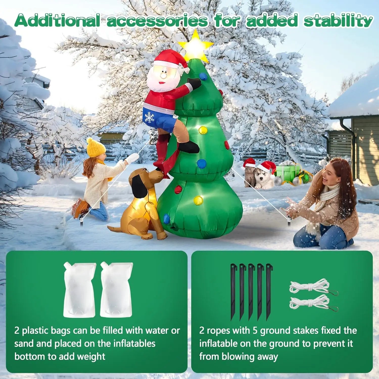 Christmas Inflatable Decoration Toy Built-in LED Lights Inflatable Model Ornament Xmas Party New Year Garden Indoor Outdoor Deco