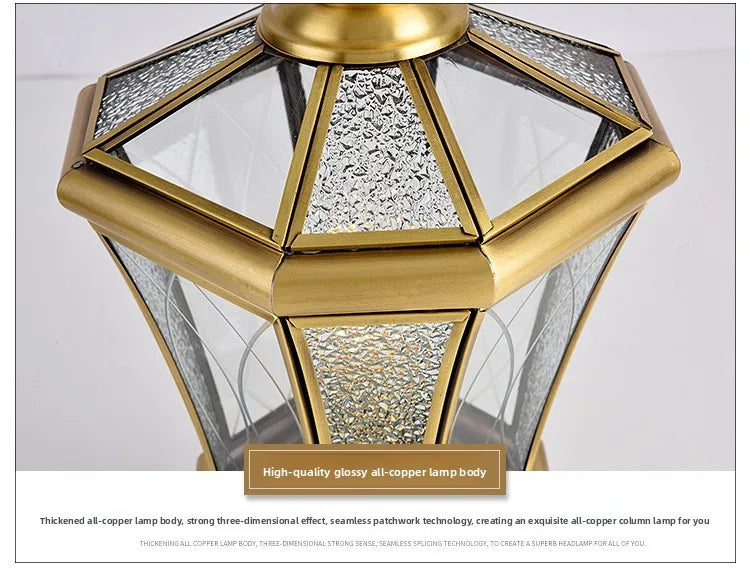 European Style Outdoor Waterproof Lawn Brass Lighting Retro Garden Villa Wall Light Engineering Landscape Courtyard E27 Fixture