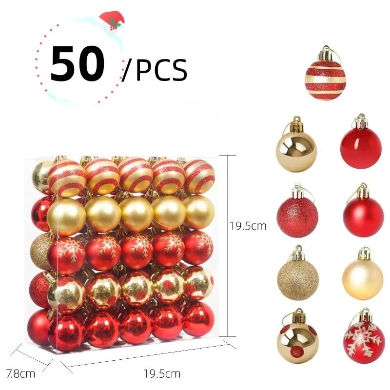 50Pcs Christmas Tree Balls Ornament Xmas Trees Hanging Bauble Pendant 2025 Christmas Decor For Home Navidad 2026 New Year Gifts