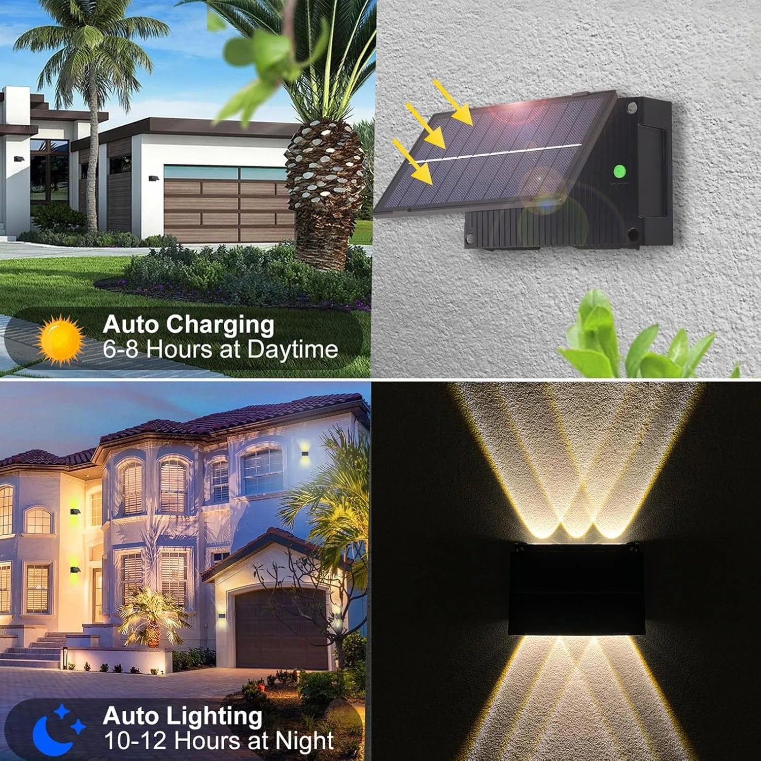 Solar Wall Light Outdoor - Up Down Light, Waterproof Solar Wall Washing Lights Outdoor,Aluminum Housing for Yard Deck Garden