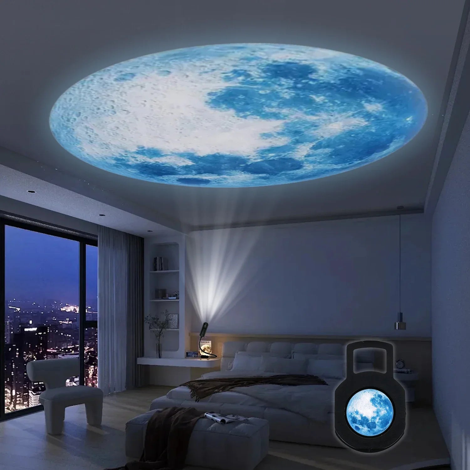 1 Projector Light Moon lamp, LED lamp, blue planet, Rechargeable Moon Star Projection Light Can Rotate Night Light