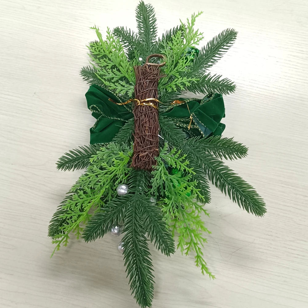 Without/with Light Christmas Wreath Centerpiece Decoration Round Holiday Wall Door Hanging Ornament Swag Trim Garland Home Decor