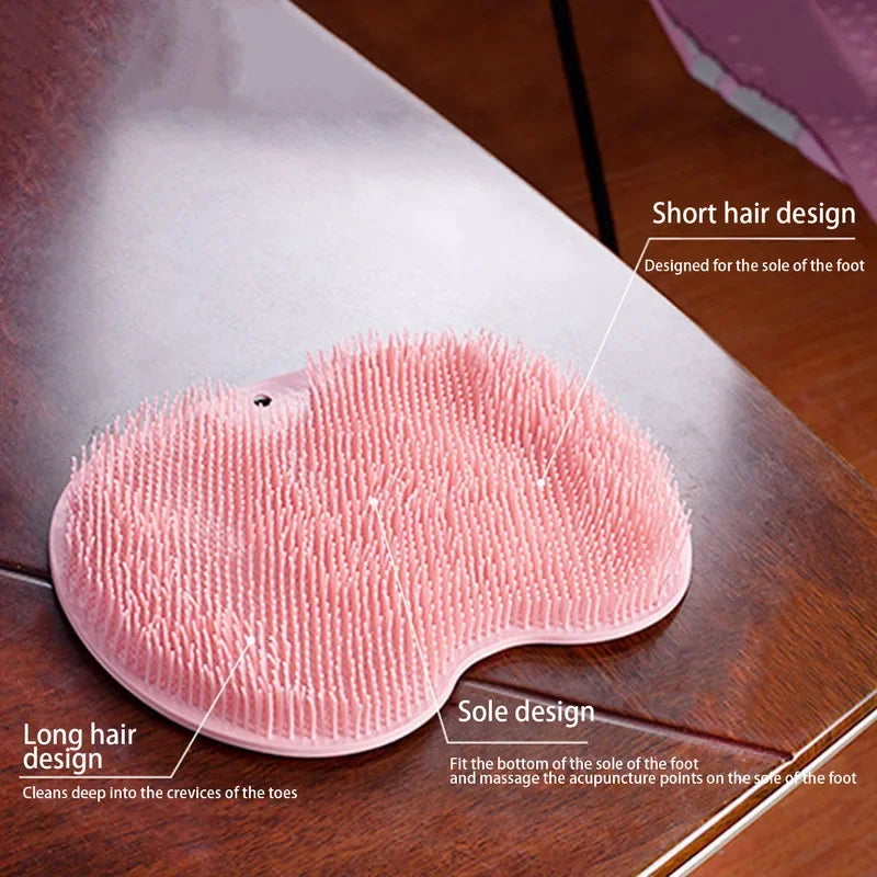 Silicone Rub Back Brush Bathroom Non-slip Wash Foot Pad Massage Shower Mat with Sucker Bath Massage Foot Exfoliating Brush Pad
