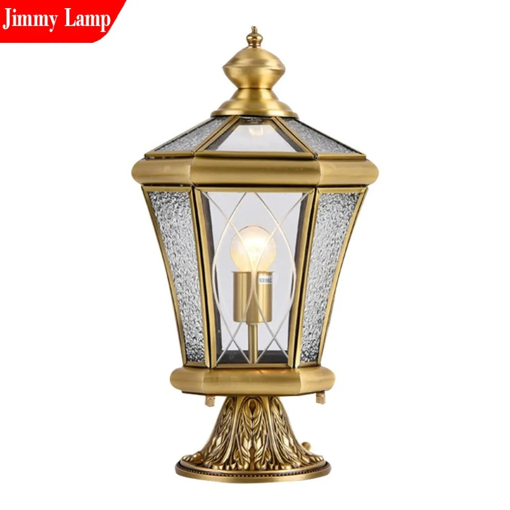 European Style Outdoor Waterproof Lawn Brass Lighting Retro Garden Villa Wall Light Engineering Landscape Courtyard E27 Fixture
