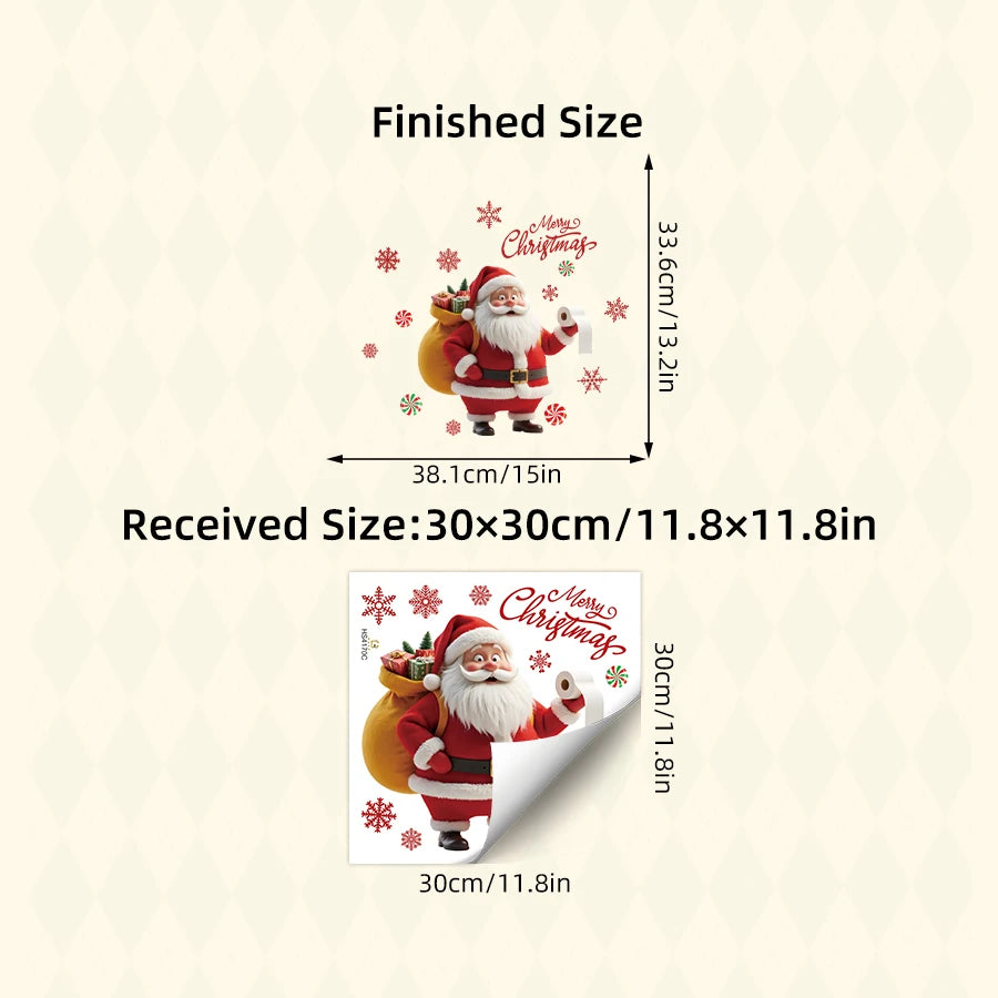 Merry Christmas Santa Toilet Stickers - Removable PVC For Bedroom Living Room Bathroom Decoration Toilet Decal
