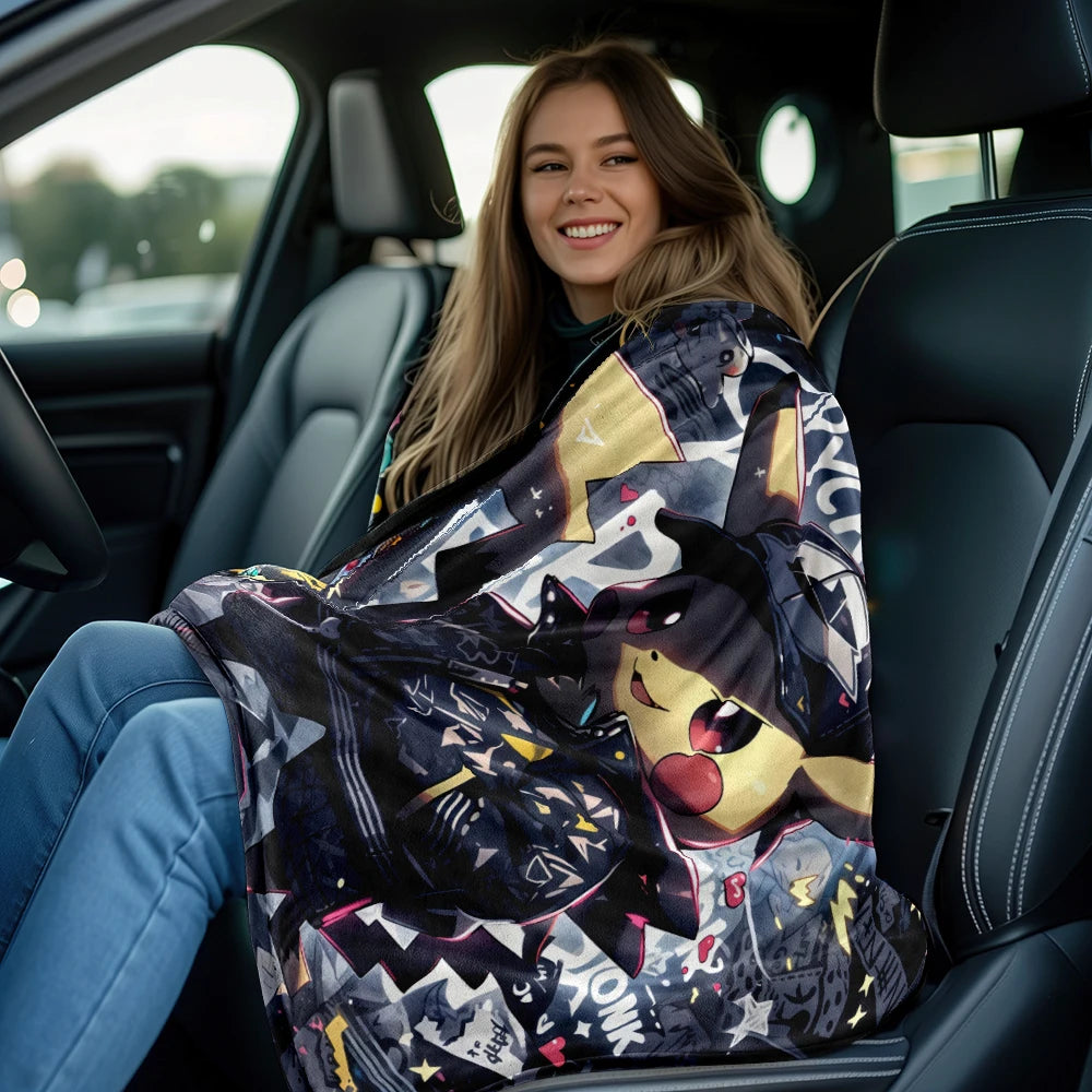 Pok É Mon Themed Printed Flannel Blanket for Bedrooms, Living Rooms, Sofas Blankets, Offices, Lunch Breaks, Picnics, Etc