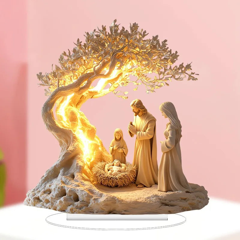 1PCS Acrylic Nativity Scene Desktop Decor - Christmas Home Decoration for Living Room Tabletop Acrylic signboard inserts