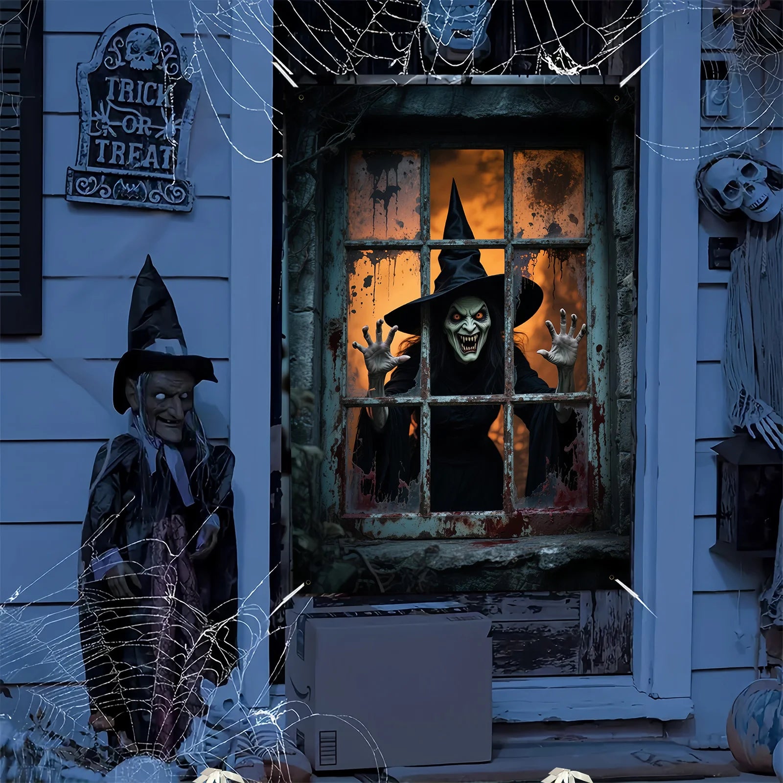 1pcs Halloween Party Banner - Durable Polyester Indoor and Outdoor Decorations Designed By The Terrifying Witch for Halloween