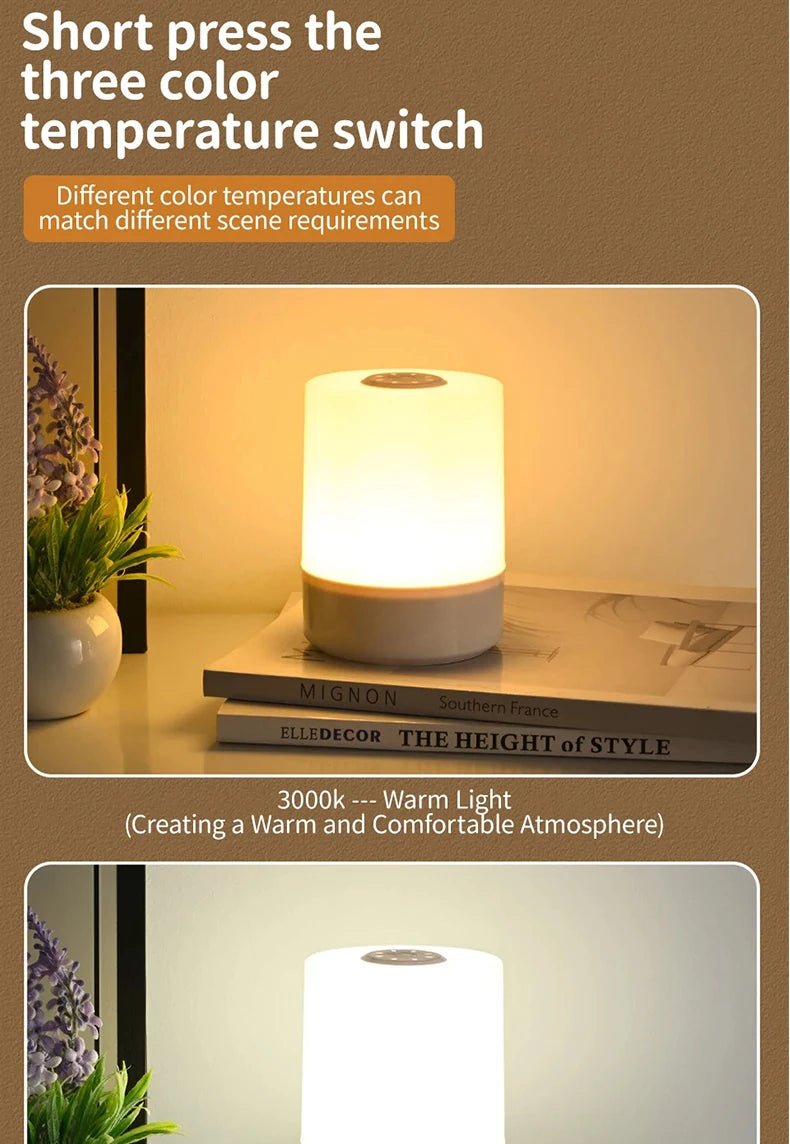 Kids Night Light Led Touch Sensor Light Stepless Dimmable Beside Lamp USB Charging Table Lamp Baby Night Lamp for The Bedroom