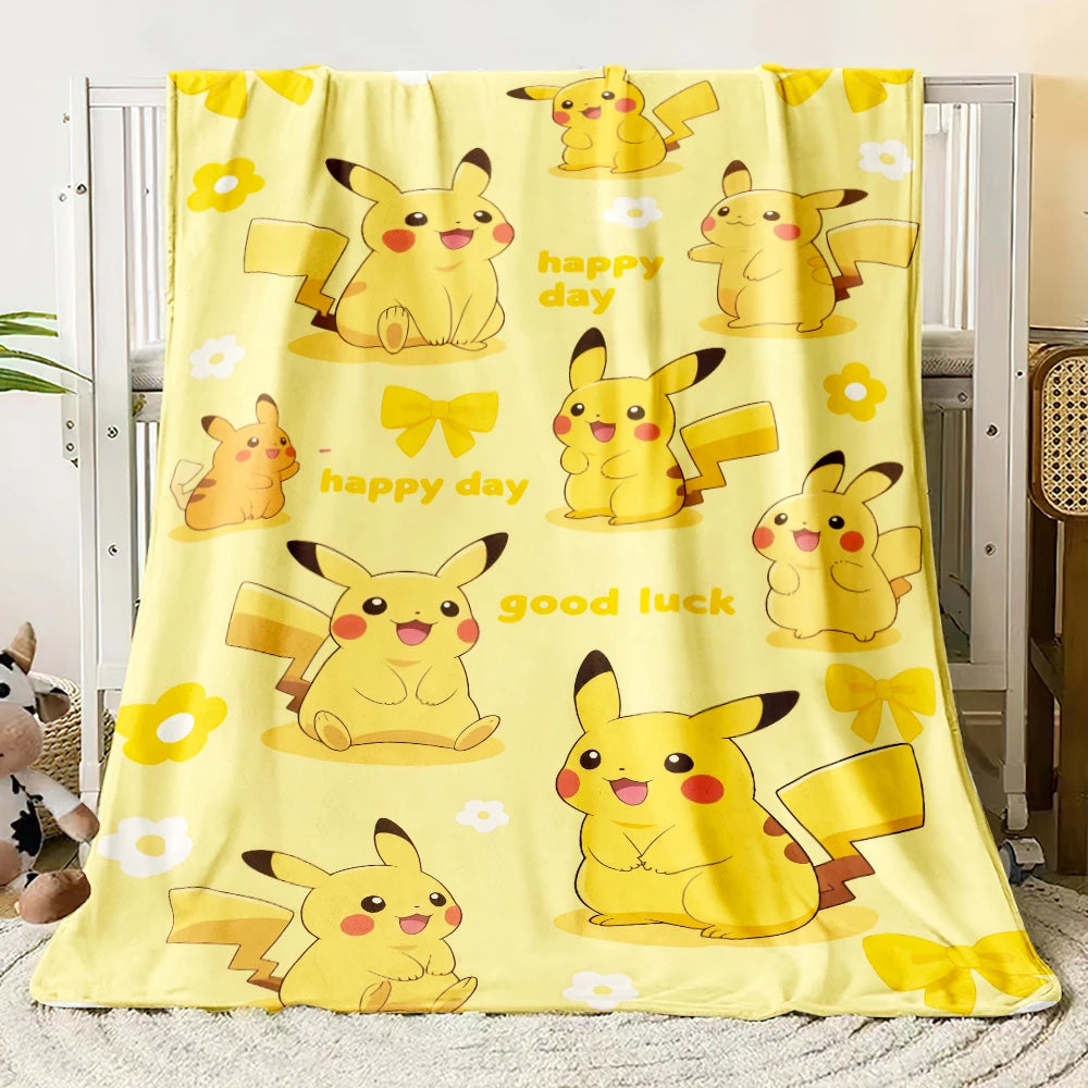 Pok É Mon Themed Printed Flannel Blanket for Bedrooms, Living Rooms, Sofas Blankets, Offices, Lunch Breaks, Picnics, Etc