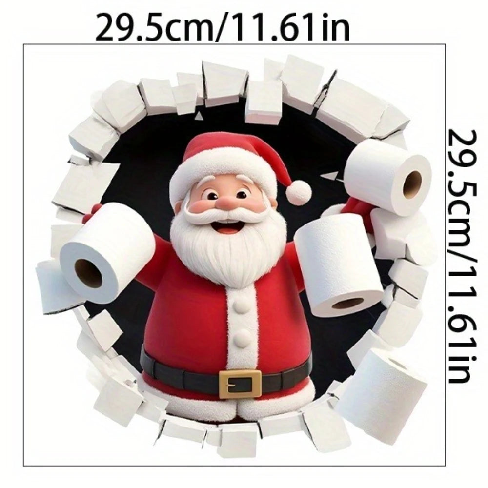 1pc Wall-Breaking Santa Creative Toilet Sticker Christmas Decoration Suitable for Bathroom and Bedroom Self-adhesive Decoration