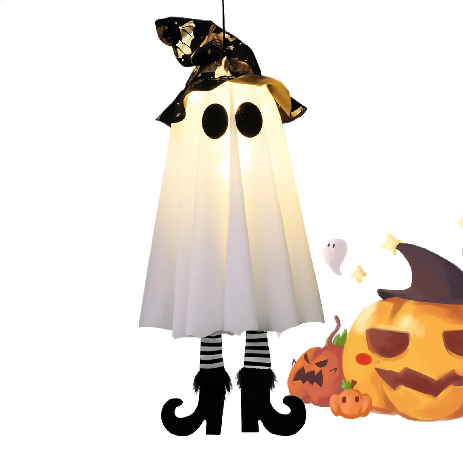 Halloween Decor LED Light Up Witch Ghost for Halloween Party Home Indoor Outdoor Yard Decoration Scary Hanging Ornaments Gift